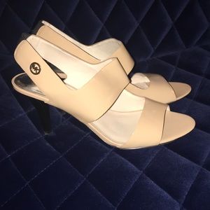 Michael Kors Nude Patent Leather Open- Toe Heels